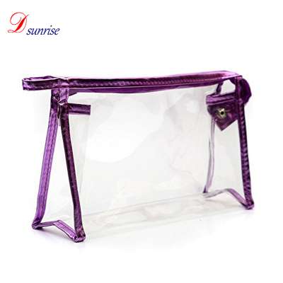 Ladies travel cosmetic bags for cosmetics (Purple/clear)