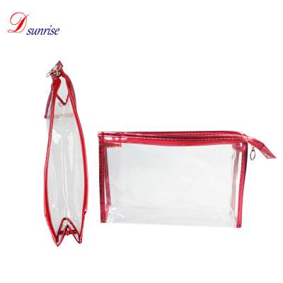 Plastic Cheap Cosmetic Pouch with Red Zipper