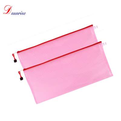 China Stationery PVC Mesh Bag with Zipper, Small Document Zipper Bag